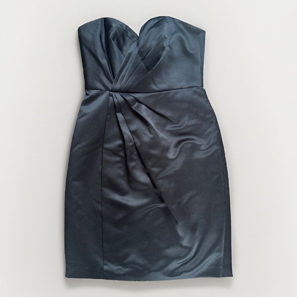 Vintage Y2K David’s Bridal Black Strapless Satin Sweetheart Dress Size 4